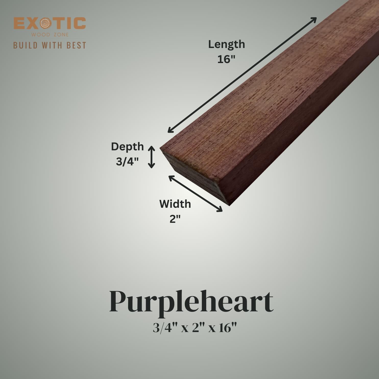 Exotic Wood Zone’s 3/4” Inch x 2” inch x 16” Inch Solid Purpleheart Hardwood Lumber Board as Cutting Board Wood (10 Pack)