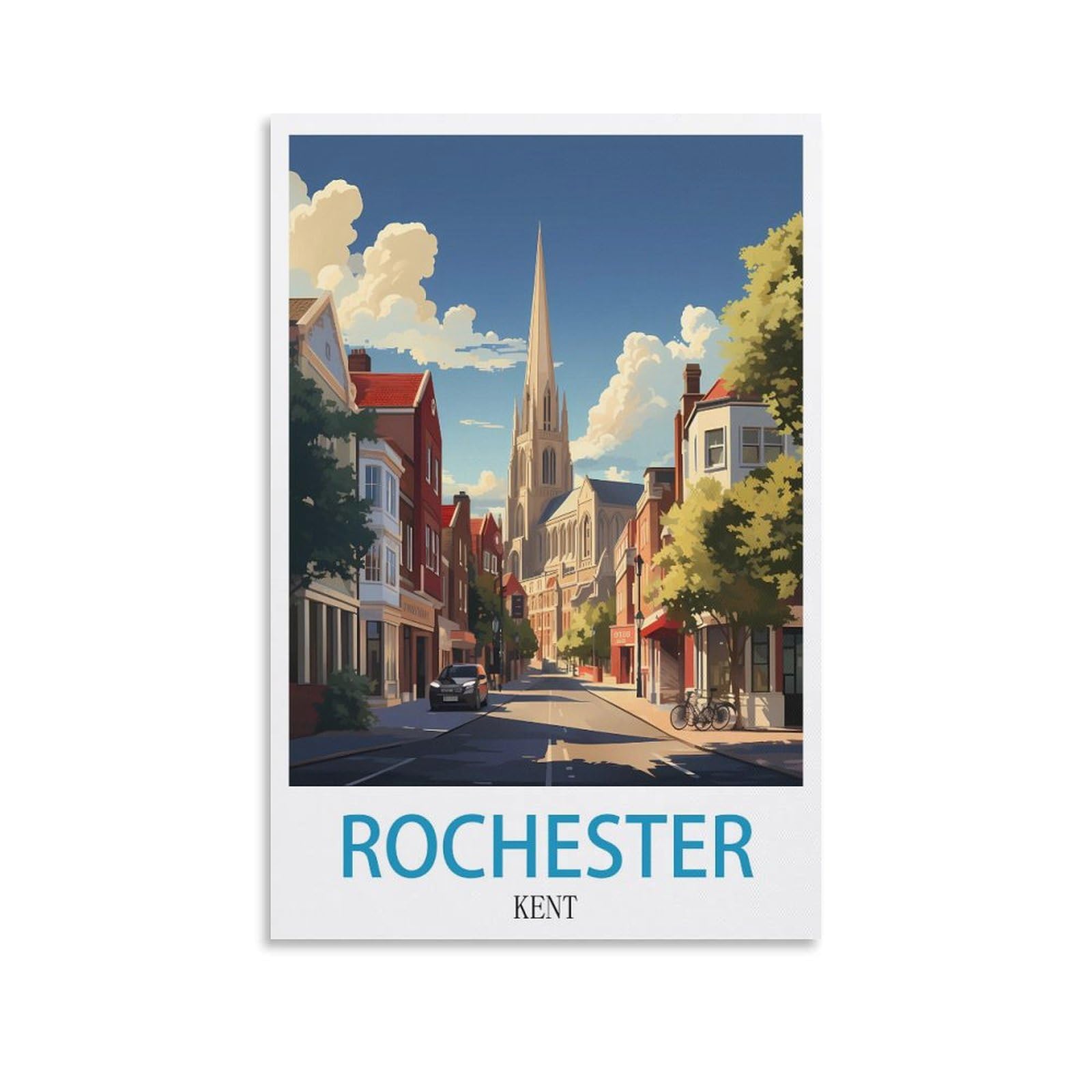 LNHZGNJNH Rochester Kent Vintage Travel Poster 08x12inch(20x30cm) Canvas Wall Art Wall Print Painting Decor Living Room Bedroom Decor