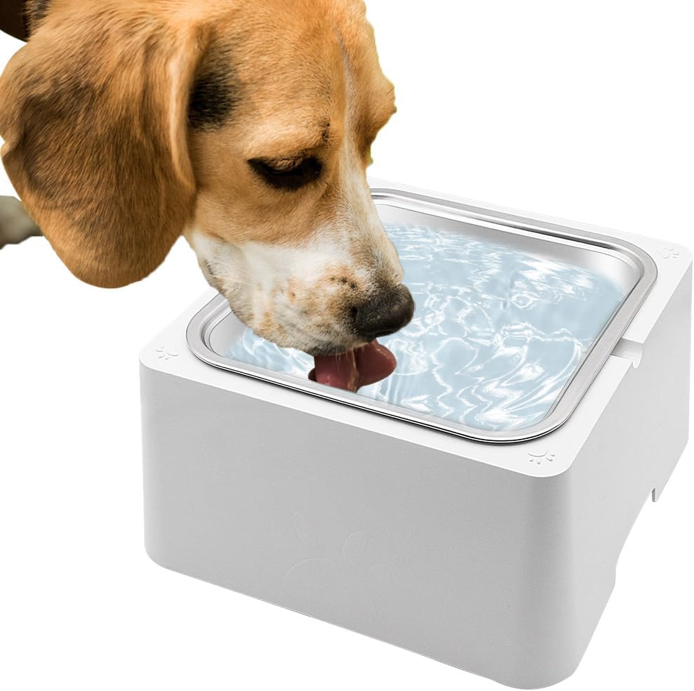 Pet Water Dispenser Dog Water Bowl for Large Dogs 4L Big Water Feeder Using Built-in Stainless Steel Bowl Easy to Clean and Disassemble, Outside Indoor Use for Pets & Dog Cat Chicken (White, 4L)