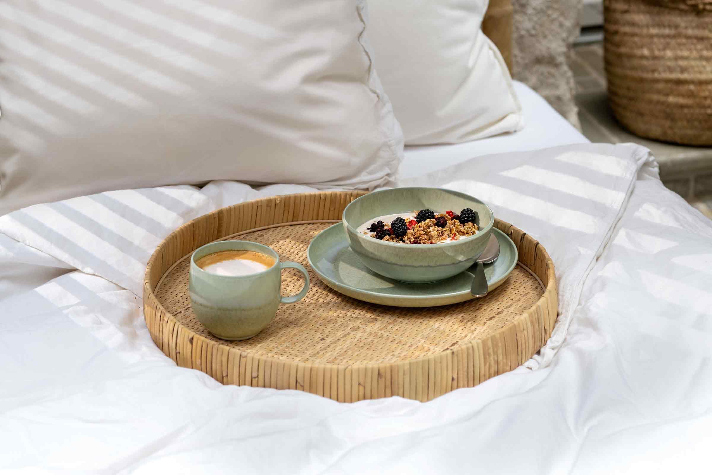 Villeroy & Boch like. by Perlemor Alga Bol 4er Set, 590 ml, Müslischalen mit Reaktivglasur, Premium Porzellan, Grün