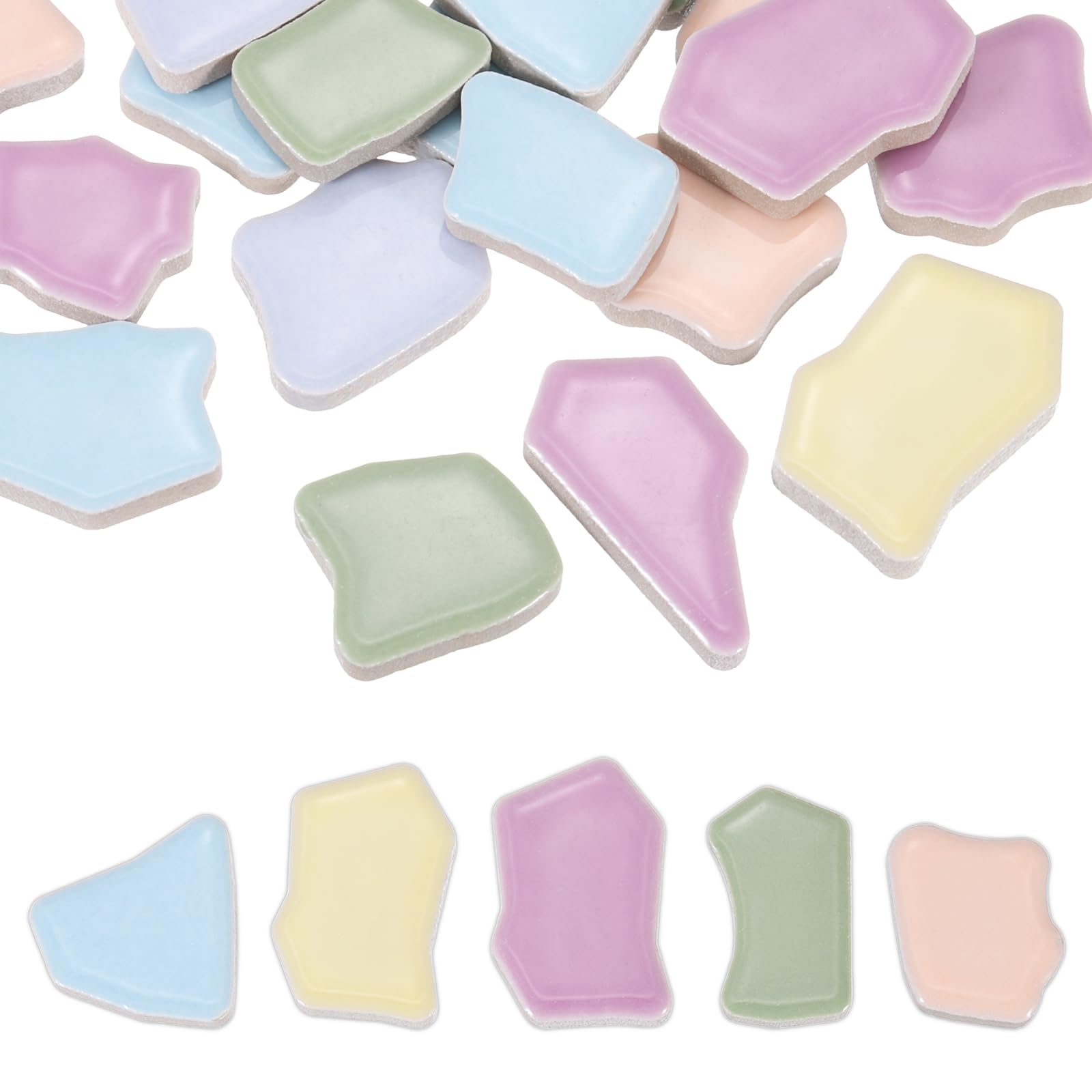 PATIKIL 250g/0.55LB Irregular Ceramics Mosaic Tiles, 0.79"-1.57" Mosaic Stained Tile Broken Porcelain Pieces Stones Bulk for DIY Craft Making Vases Home Decoration, Light Color Series