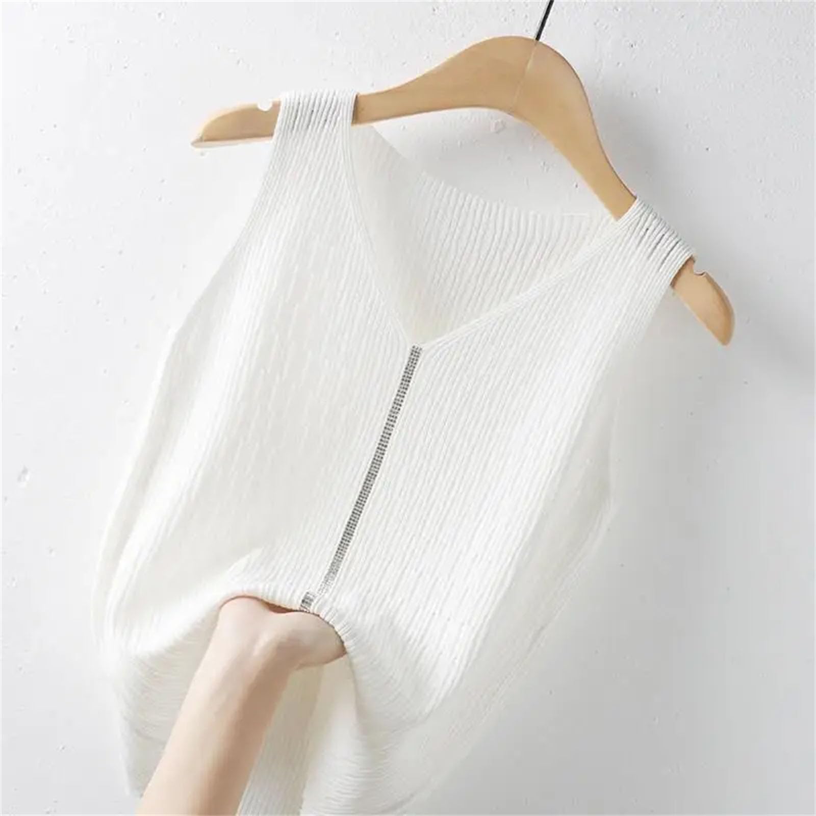 Camiseta corta de seda con tirantes para mujer, cuello en V, base delgada