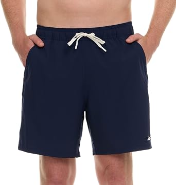 Reebok Mens Swim Trunks with Mesh Liner, 7 Inseam Quick Drying Mens Bathing Suit, Board Shorts for Swimming and Beach