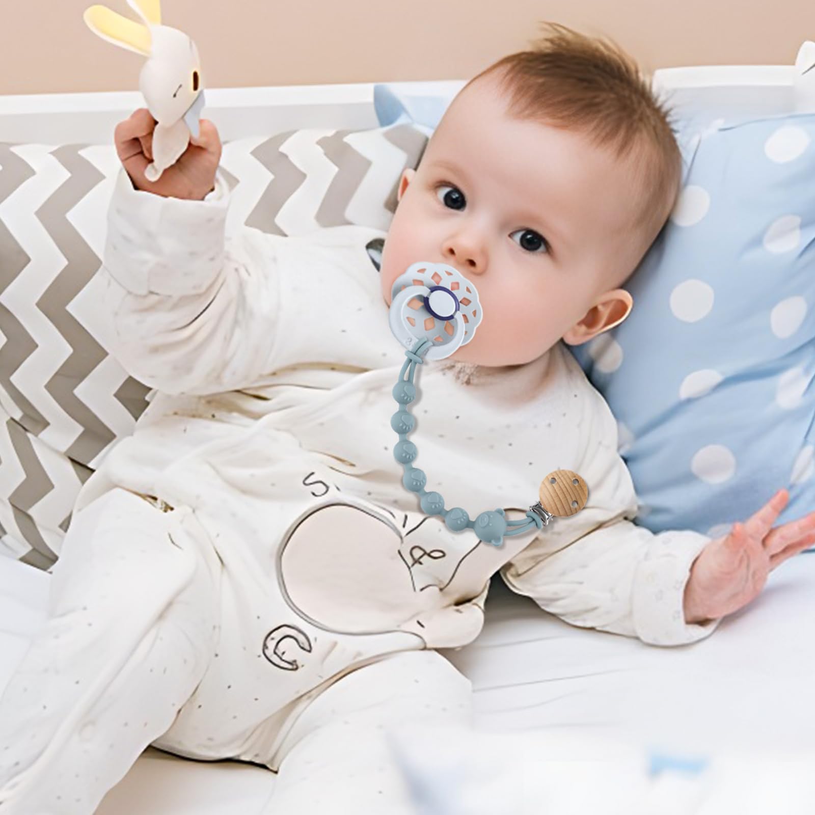 Juego de 4 cadenas de silicona para chupete para bebé, sin BPA, cinturones de seguridad para juguetes, cadena de lactancia para niñas, cadena de lactancia para niños y juguetes para bebés