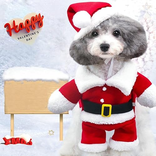Miniatura 5 de Nuevo disfraz de Papá Noel de Navidad para Mascotas Abrigo con capucha de invierno para perro Chihuahua Yorkshire caniche, xs