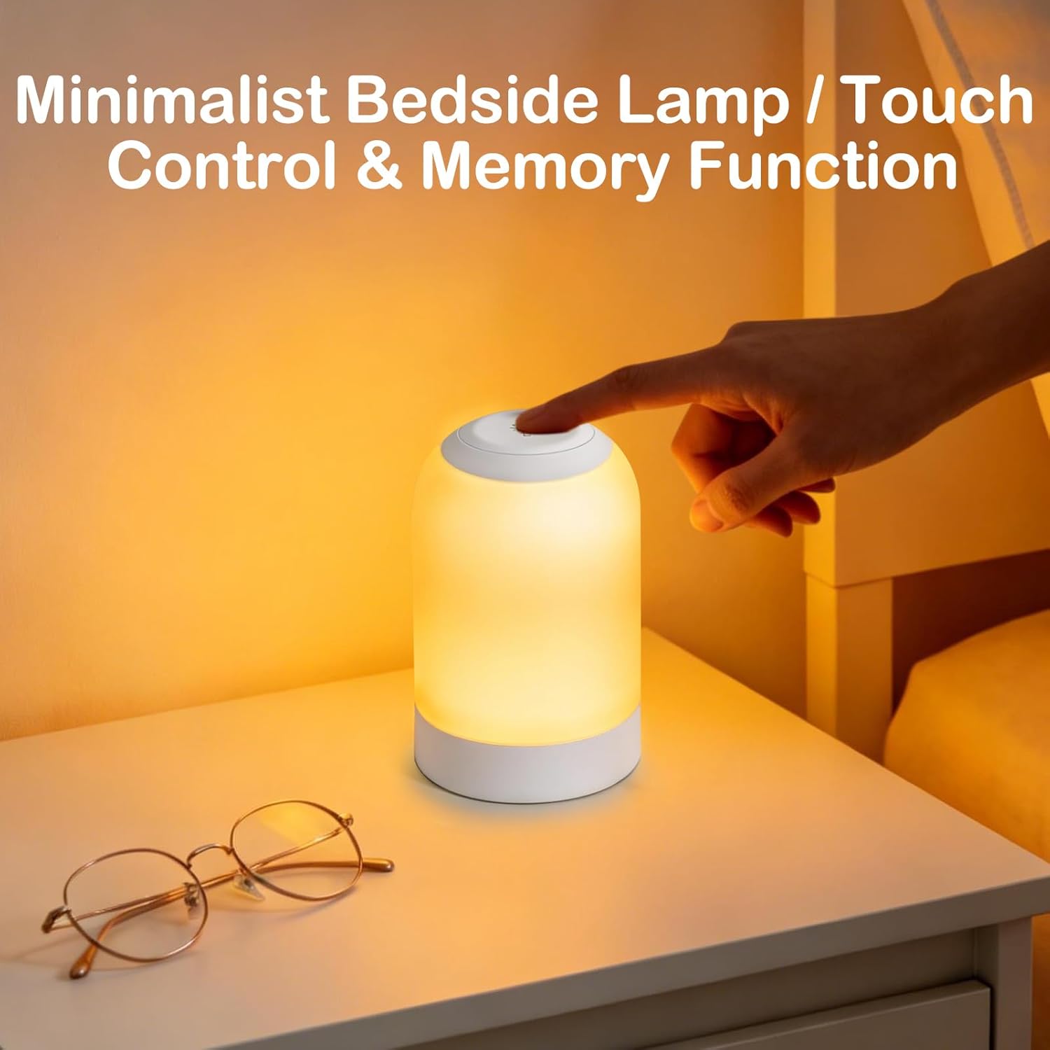 Rechargeable Night Light, LED Bedside Lamp with Brightness Memory, Portable Touch Table Lamp for Bedroom & Nightstand, Hanging Lantern for Camping, Emergency, Seniors