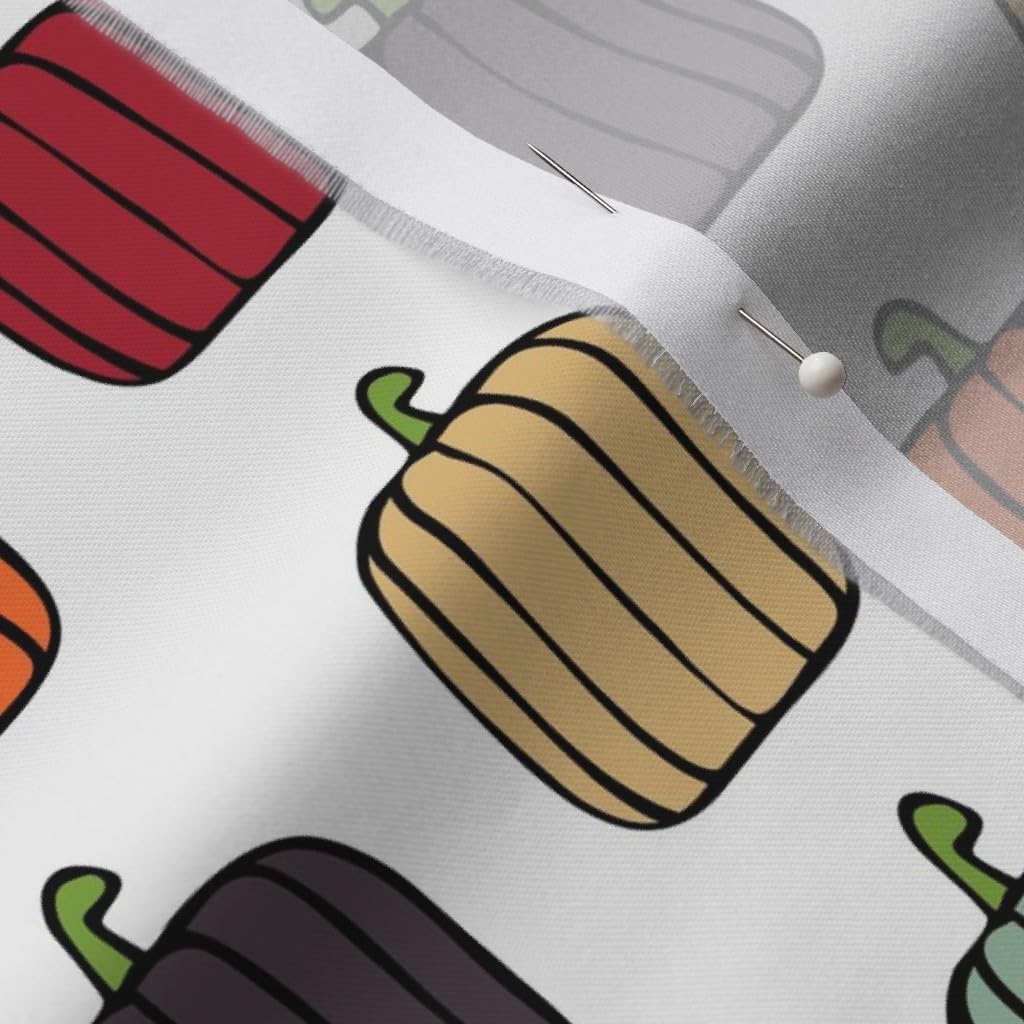 Spoonflower Fabric - Multi Pumpkins Fall Colors Thanksgiving Turkey Pumpkin Winter Orange Printed on Organic Cotton Sateen Fabric by The Yard - Sewing Quilting Apparel Home Decor