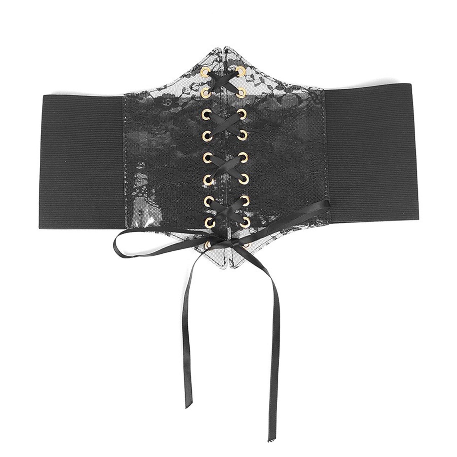 GMBYLBY Lace Up Cinches Belt Corset Womens Black Underbust Bustier Waist Belt Lace Belt Corset Belt Waist Belt