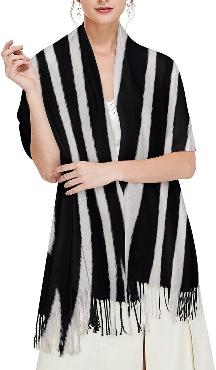 Zebra Animal Winter Scarf for Women Soft Tassel Scarves Oversized Wraps Long Shawl Cold Weather Thick Blanket Scarfs