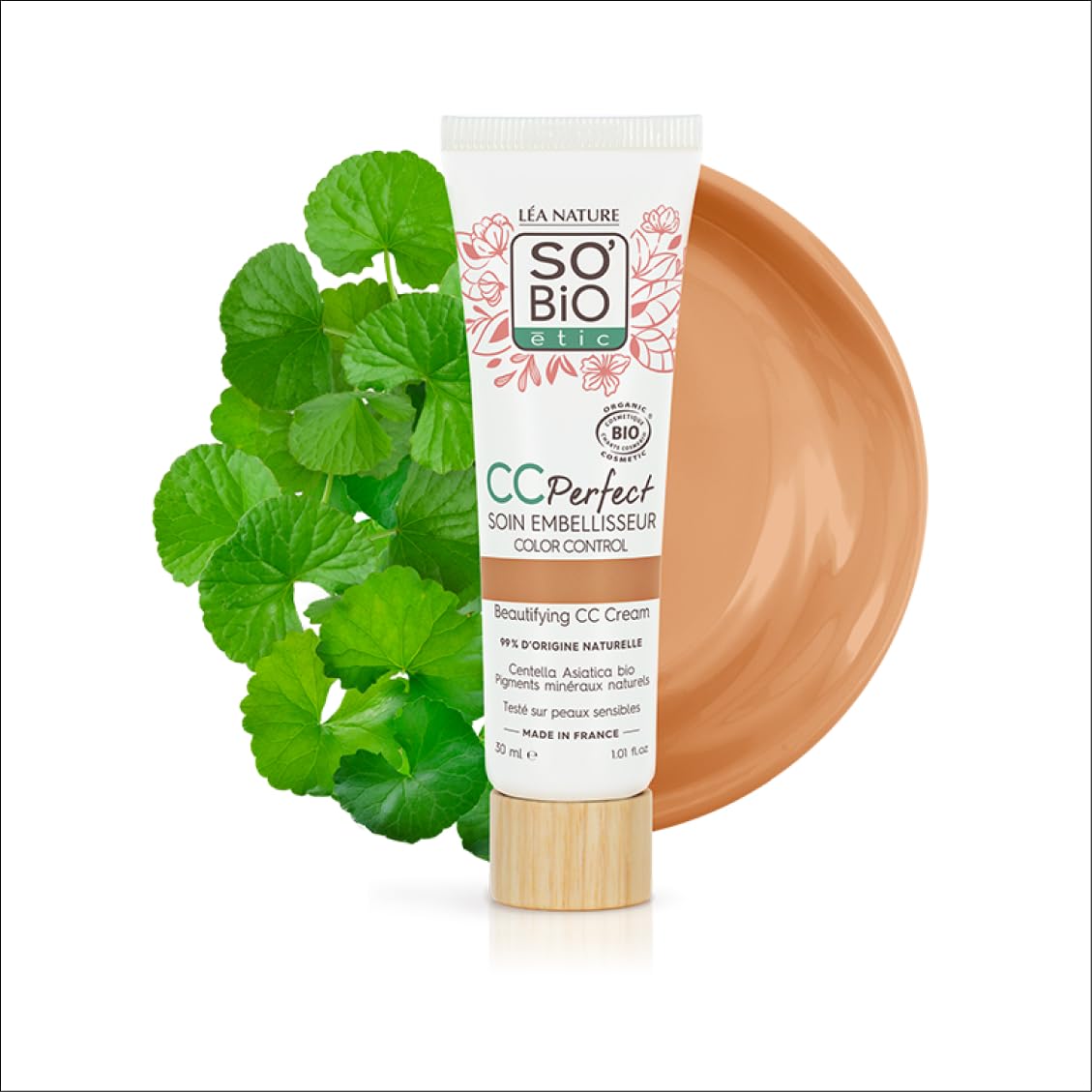 LEA NATURE SO Bio Étic | CC Color Control Crema Bio – Perfect | Medio | Cuidado de embellecimiento | contra enrojecimiento, contra la fatiga, contra la piel opaca, Centella asiática orgánica, vegana