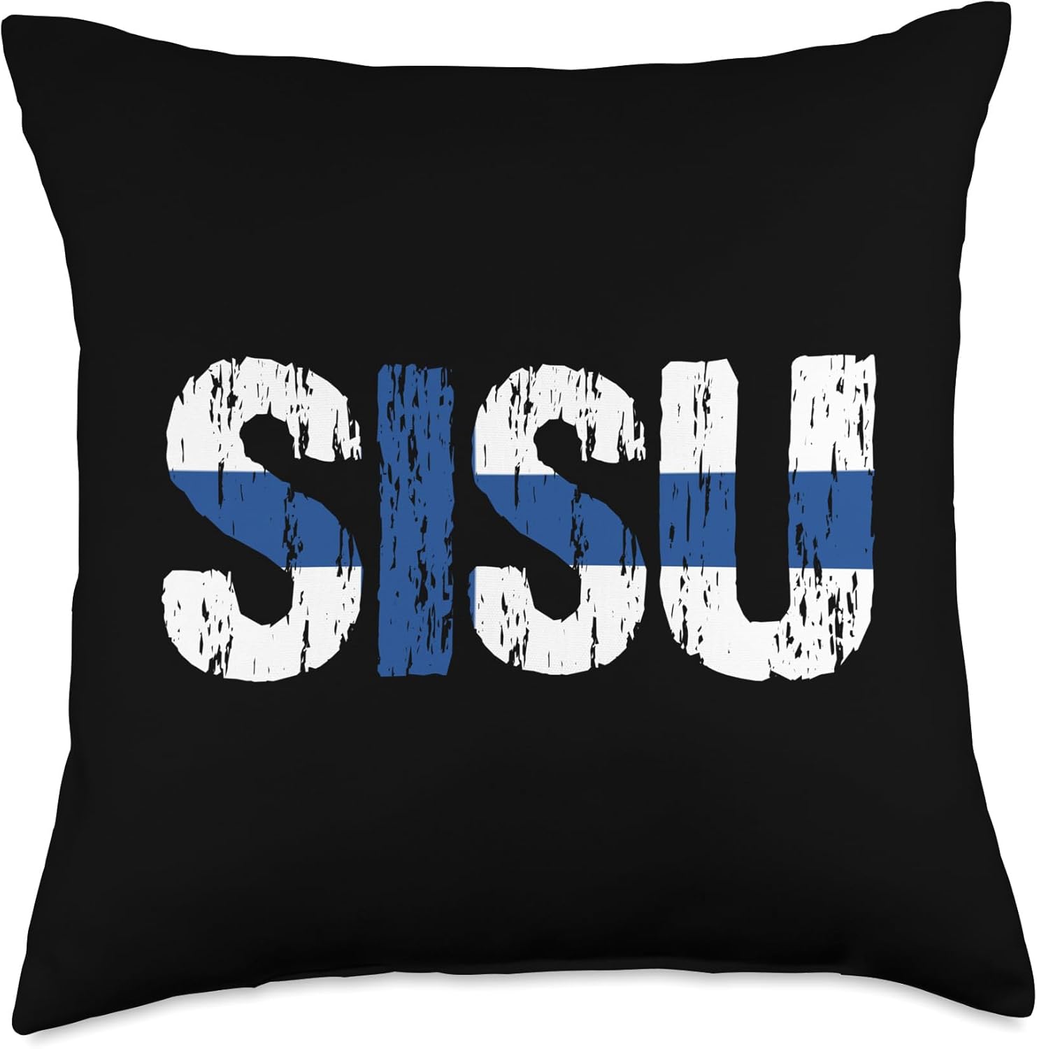 Sisu Finnish Flag Finland Suomi Distressed Gift Throw Pillow