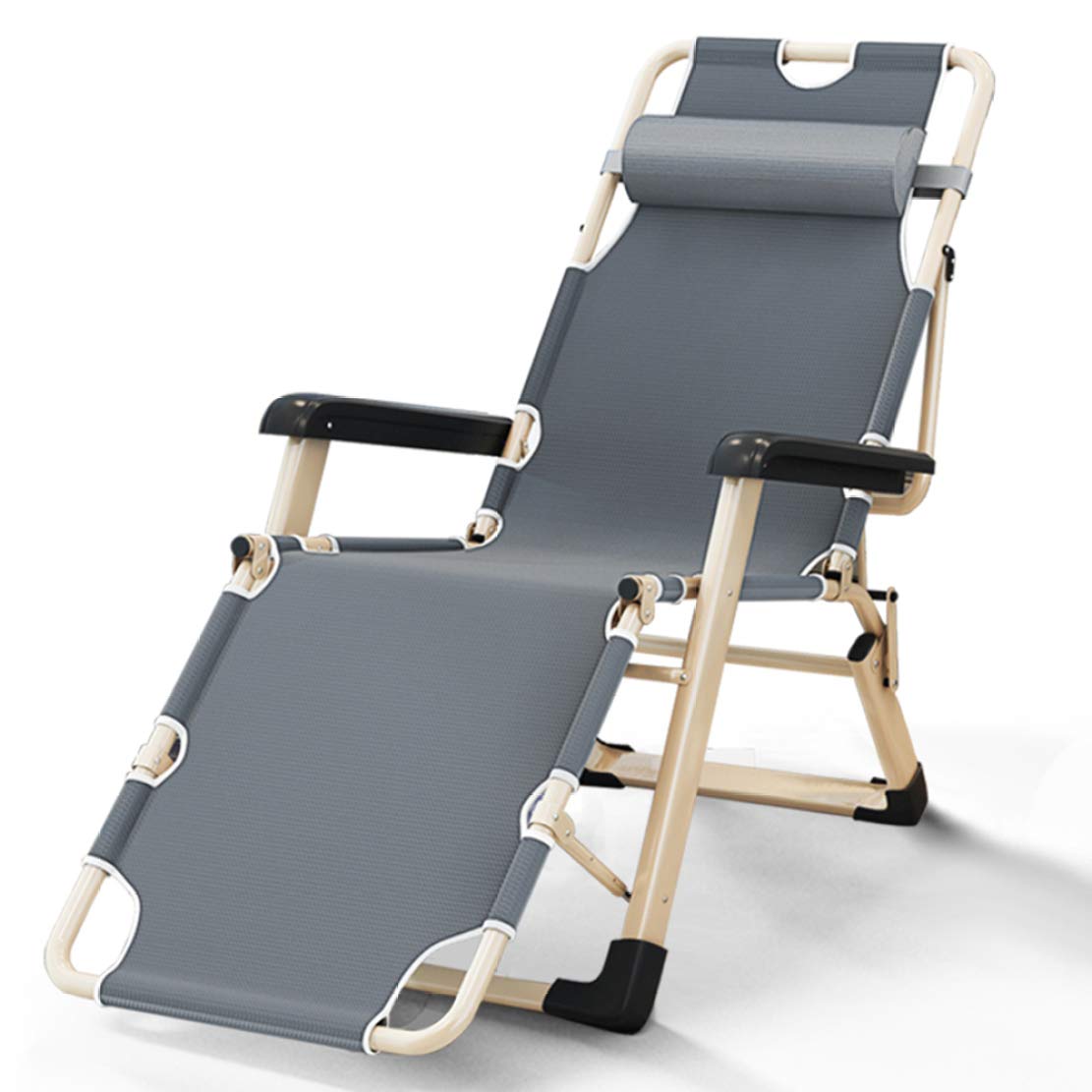 JLDN Zero Gravity Lounge Chair, Recliner Chairs w/Headrest and Cushion Deck Chairs Wide Armrest Folding Lawn Chair for Deck Patio Beach Yard,Gray