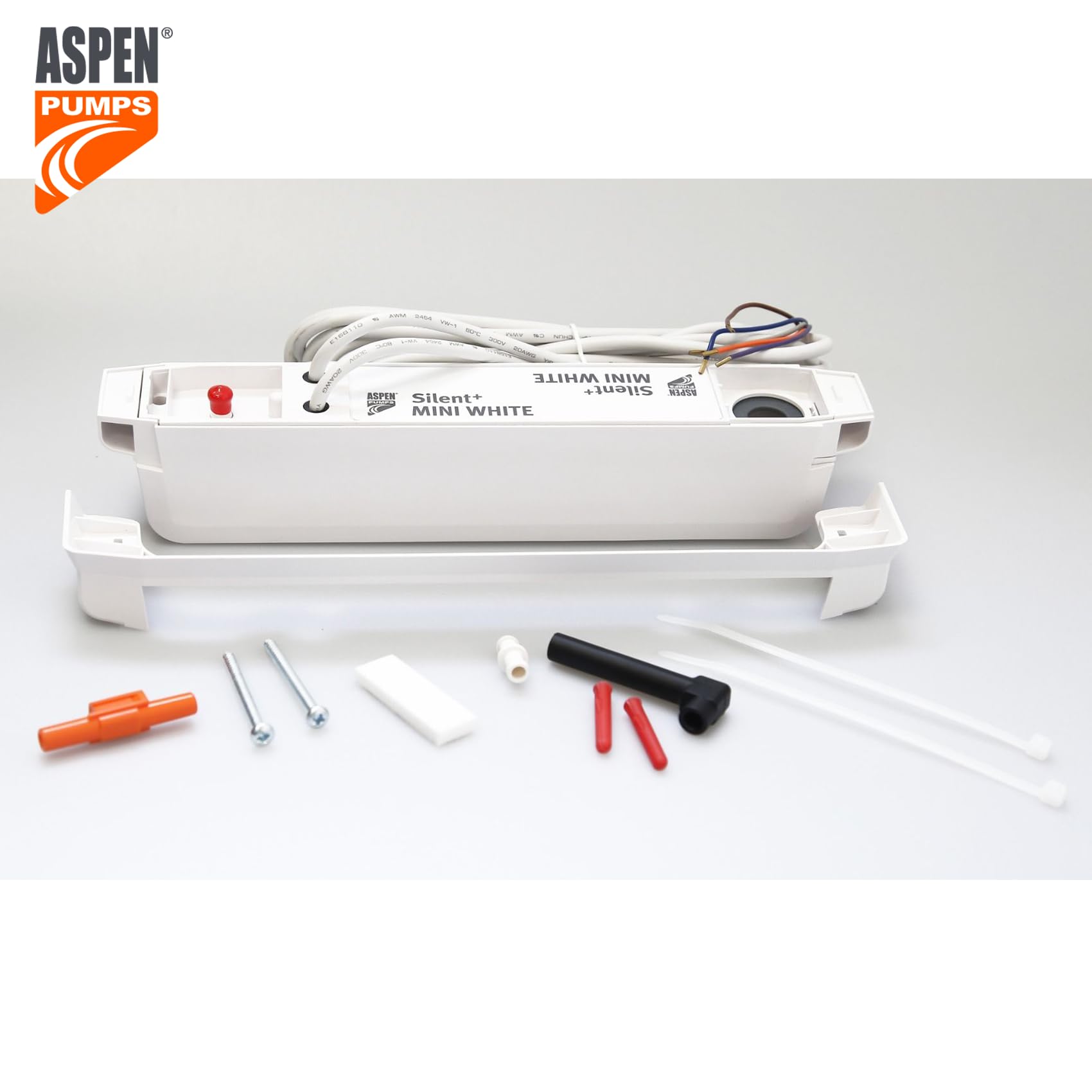 Aspen Pumps Silent+ Mini White FP3450 – Bomba de Evacuación de Condensados para Aire Acondicionado, 45 L/h, Ultrasilenciosa 16 dB, Compacta, con Depósito Desmontable, para Climatizadores