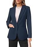 Dressy Blazers for Women Button Long Sleeve Lapel Business Casual Outfits Office Work Suit Blazer with Pockets