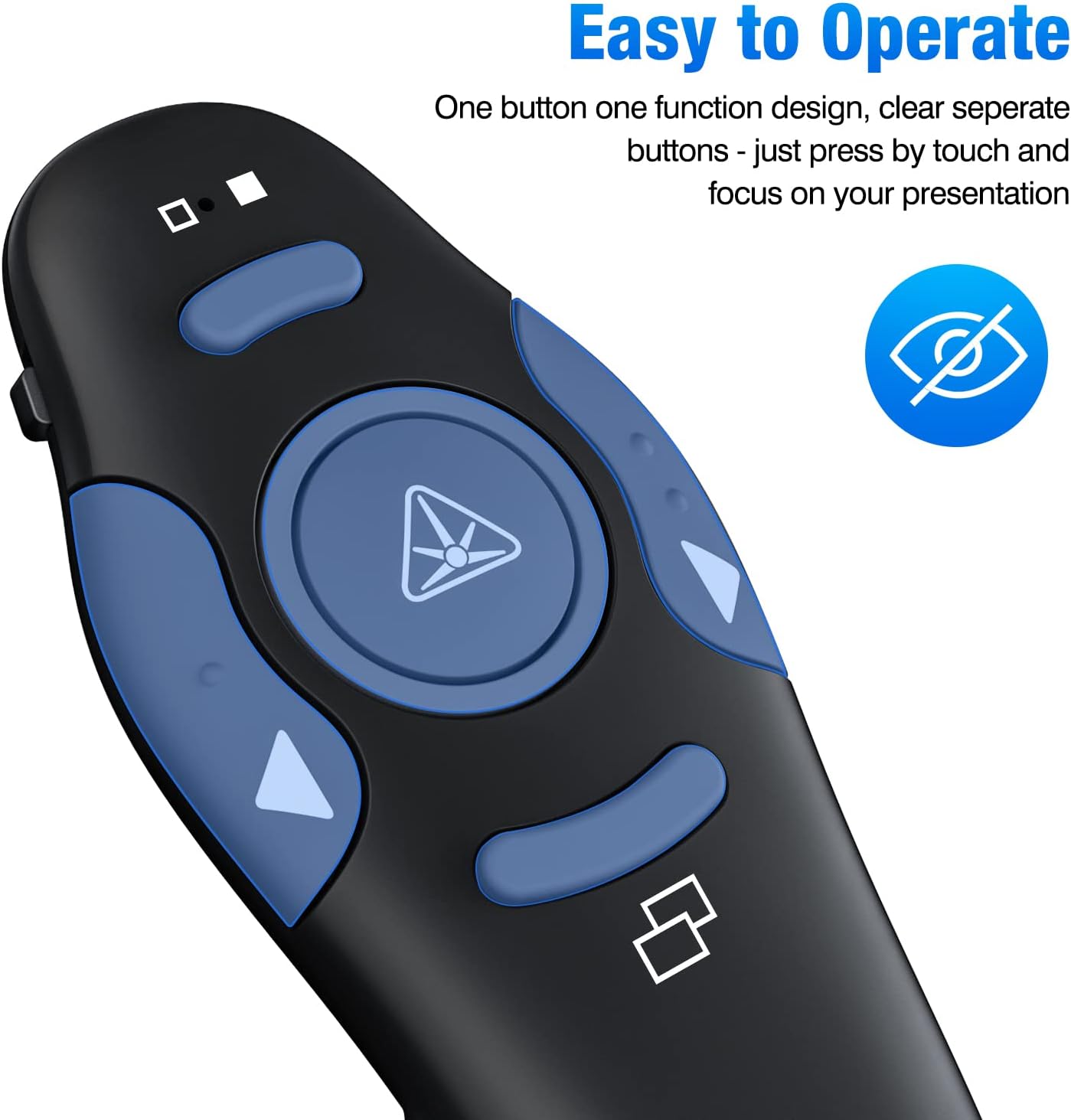 Rechargeable Presentation Clicker with Red Laser Pointer,Wireless Presenter Remote Powerpoint Clicker for Laptop Presentations,Silde Advancer for Office Classroom
