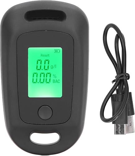 Probador de alcoholímetro, detector de alcohol, recargable por USB, de alta precisión, portátil, con pantalla LCD (negro)