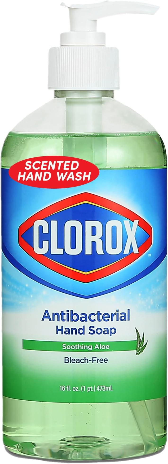 Clorox Liquid Hand Soap Pump - 16 oz Soothing Aloe Antibacterial Hand Soap - Liquid Hand Soap Eliminates Dirt, Soft on Hands Tough on Dirt - Clorox Hand Soap, Bathroom Hand Soap, Kitchen Soap