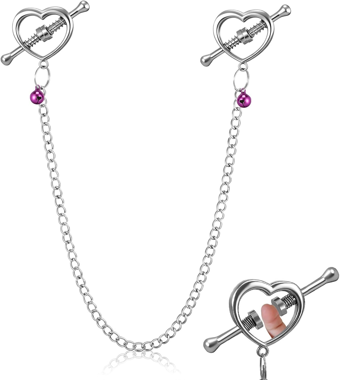 Heart Stainless Steel Body Jewelry Non Piercing Adjustable Jewelry Clips Dangle Charms for Women Girls