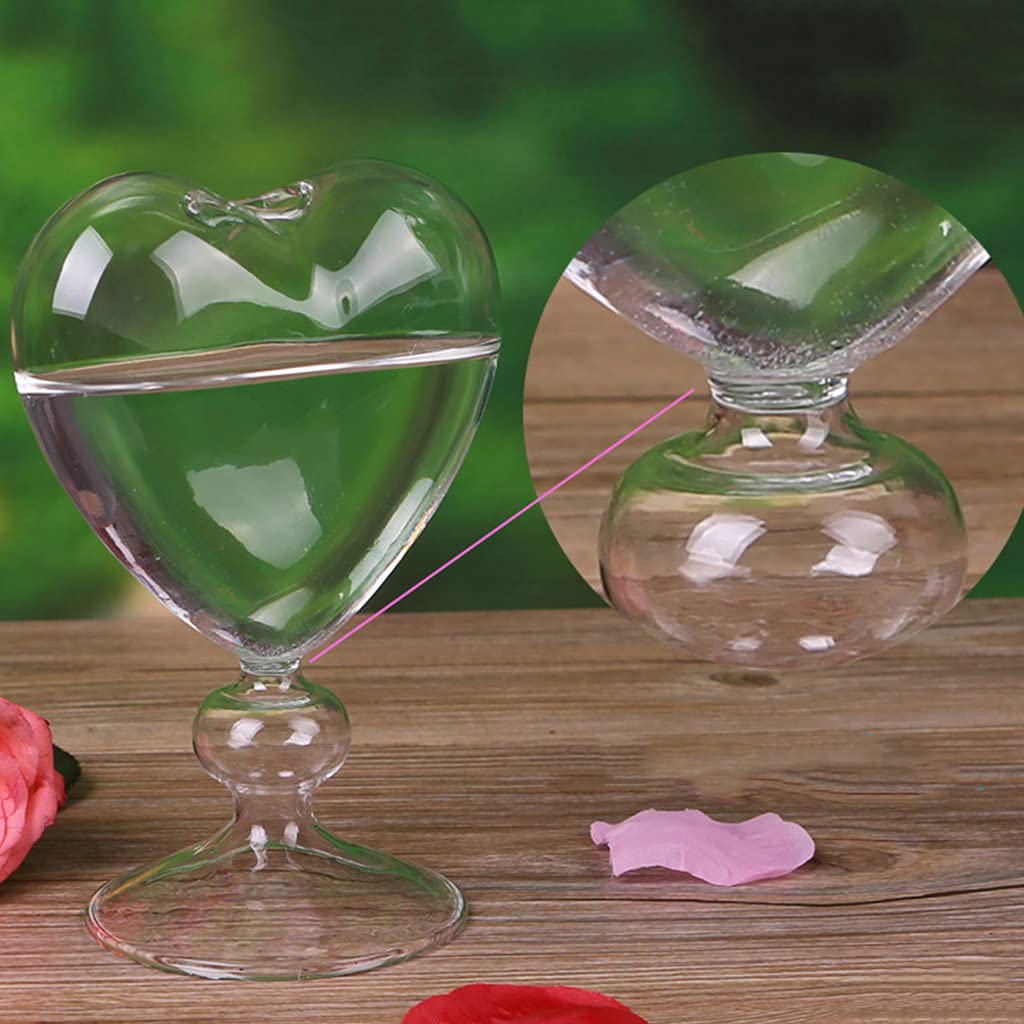 BYUTFA Jarrón con Forma de corazón de Cristal, Maceta de Escritorio, jarrón de pie, contenedor para decoración del hogar