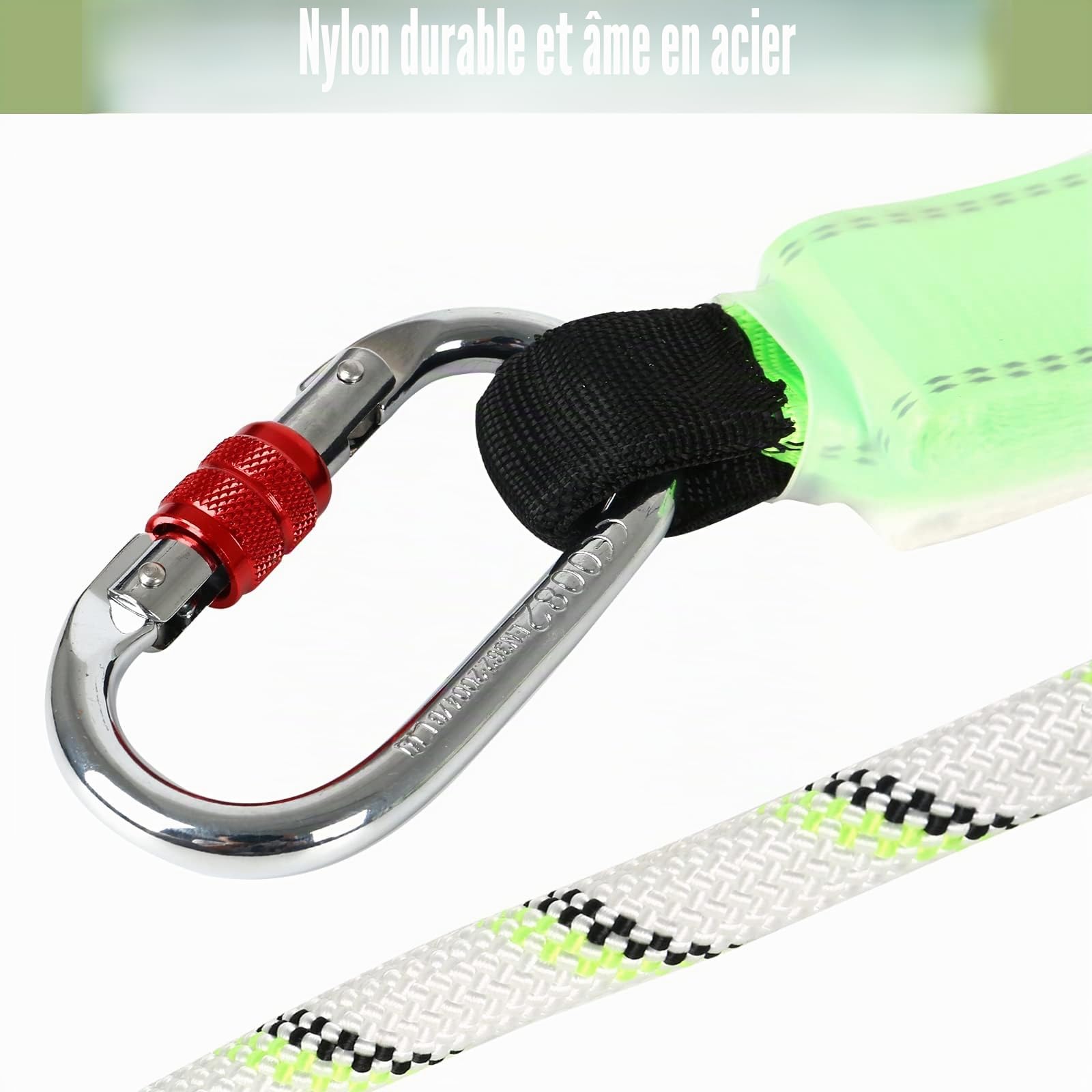 Sangle de retenue anti-chute, 10 m de corde de récupération avec amortisseur de chute et mousqueton, protection contre les chutes pour l'escalade dans les arbres en plein air, l'alpinisme