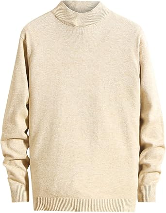 Mens Mock Turtleneck Knit Sweater Long Sleeve Pullover Sweaters Round Neck Knit Sweater Korean Slim Base Sweater