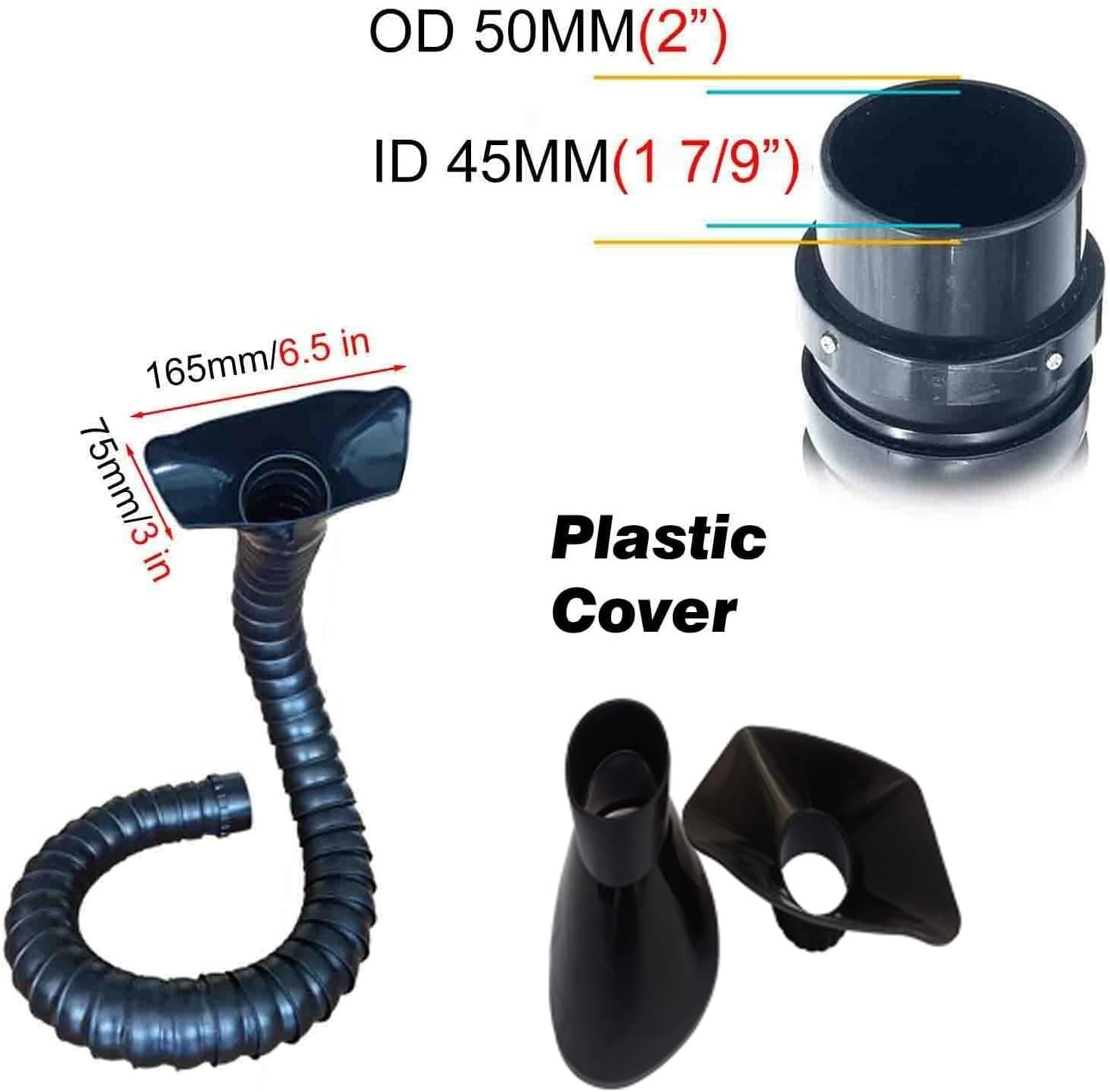 Manguera de escape de humo, brazo de recogida aislado para colector de polvo, 2 m de longitud, 45 mm de diámetro, solución de filtración de aire resistente