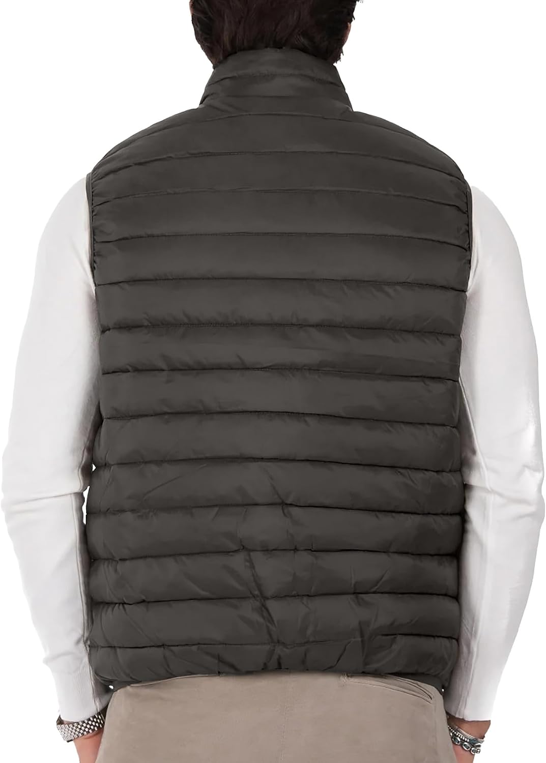 Polu Men's Puffer Vest Lightweight Sleeveless Jacket Full Zipper Outerwear Vest Outdoor Puffer Vest with Pockets