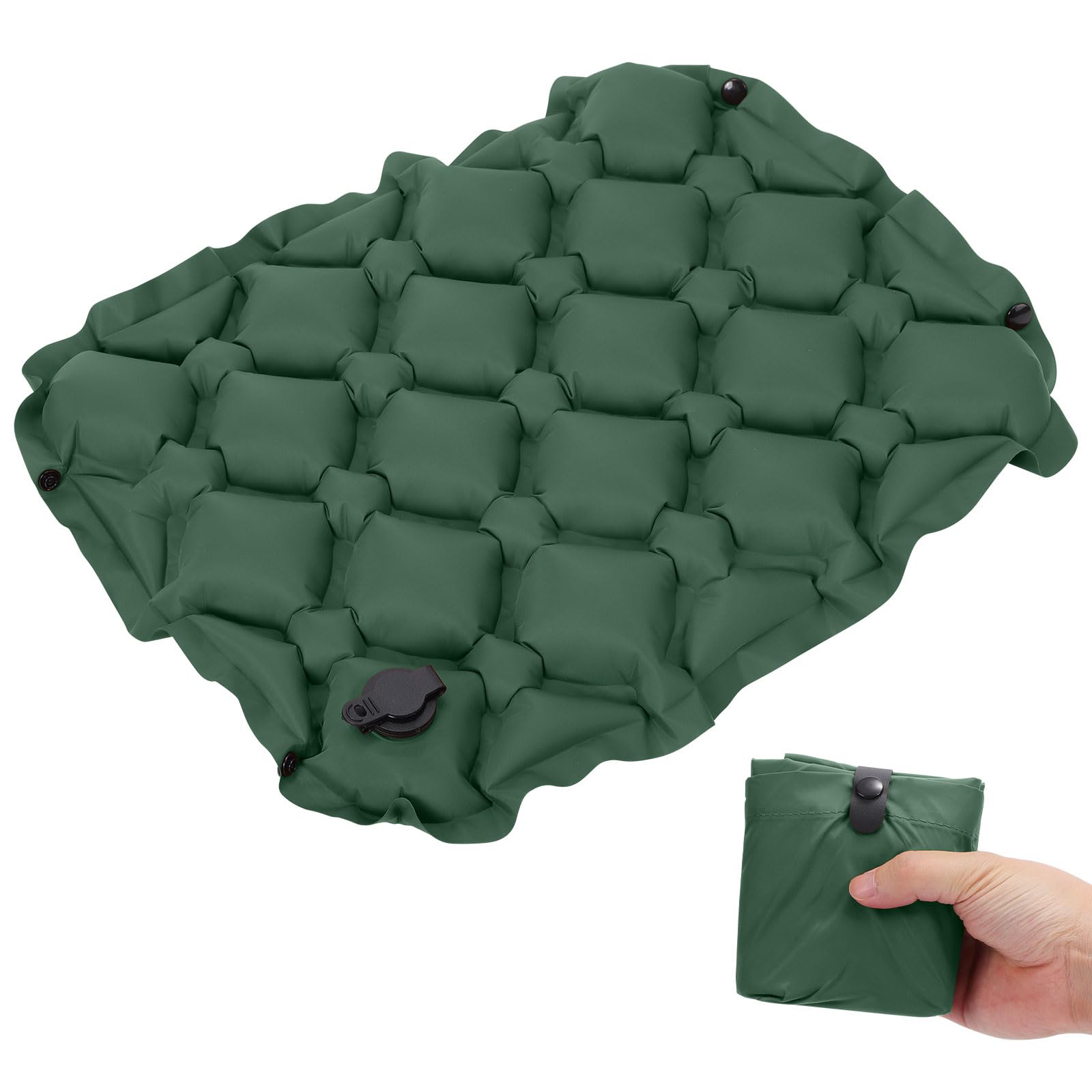 Fjquamitix Green Inflatable Seat Cushion Lightweight Stadium Seat Pad Travel Air Seat Cushion For Hiking Office Airplane Stadium Car (Green)
