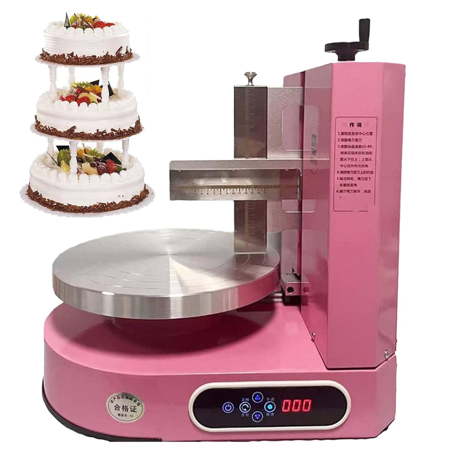 Máquina Automática para Extender Crema de Pastel 200W, Plataforma Giratoria para Glaseado 4-12 Pulgadas, Decoradora de Pasteles LCD con Raspador Graduado, 60-320 RPM Regulable White