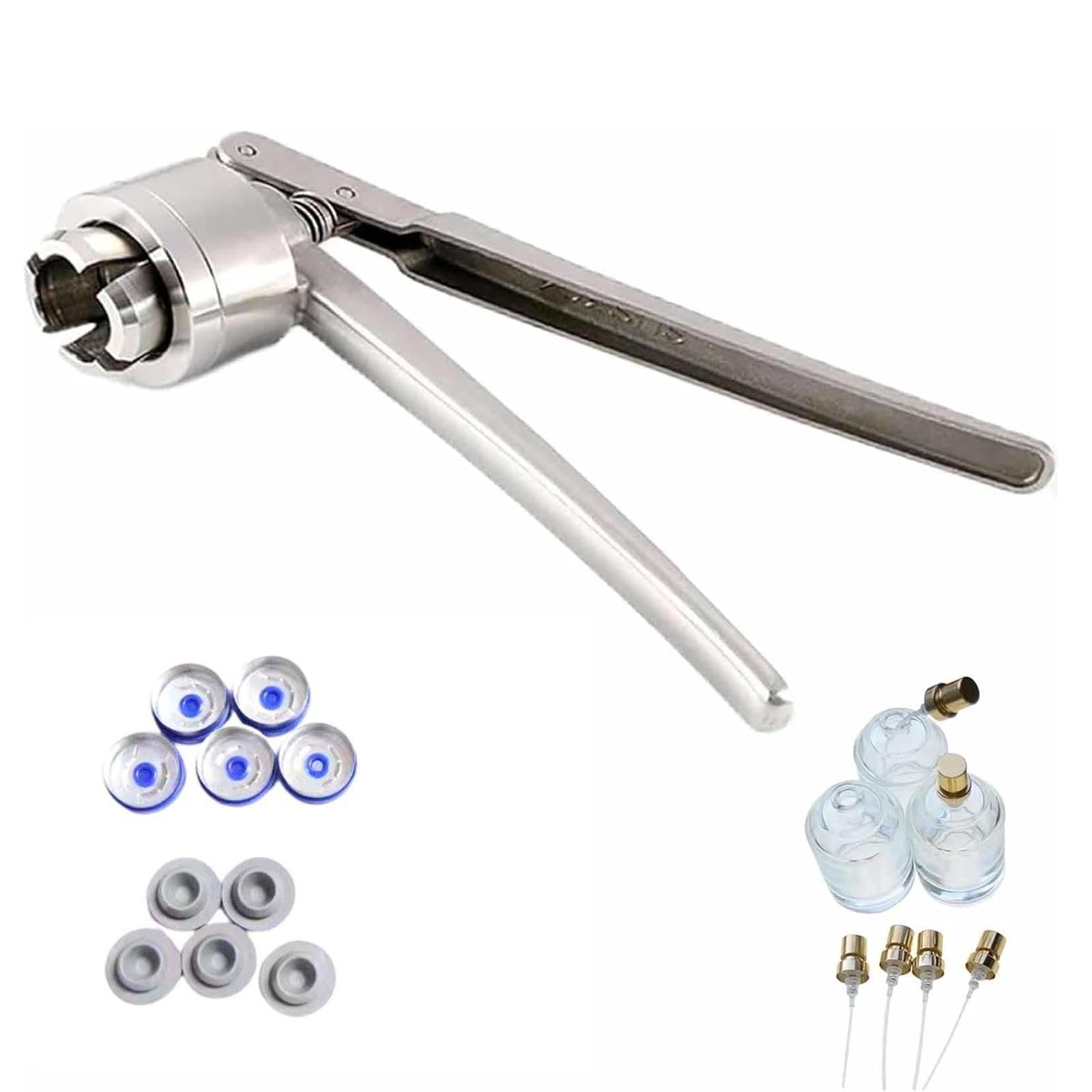 Alicates manuales de prensaestopas, crimpadora de viales de mano, acero inoxidable, adecuados para tapas de aluminio y plástico de 13 mm/20 mm, ideal para proyectos de tapado de bricolaje
