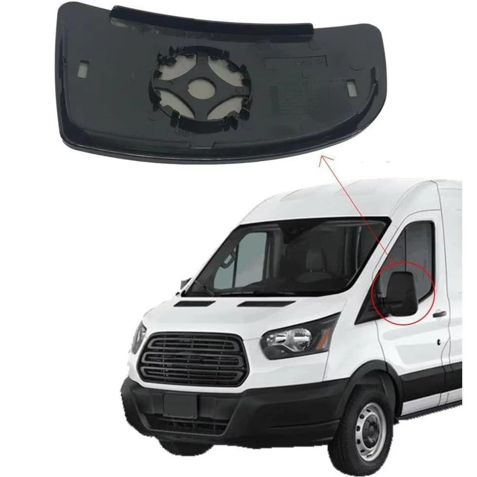 Vitre Retroviseur Gauche Compatible Avec Ford Pour Transit Pour MK8 2004 – 2020 Miroir D'aile Porte Inférieure Verre Rétroviseur Recul Côté Conducteur Droit Convexe