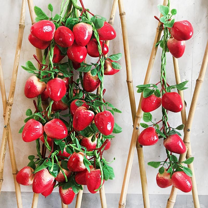 Artificial Fruits Pack Fruit Kebabs, Fake Fruit Set Foam Fruit for Decor, Decorative Fruit for Home Party Vase Fillers Photography Props (Strawberries,10pcs)