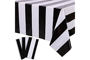 Kesfey Black White Stripe Tablecloth 54 x 108 Inch Classic Black Stripe Tablecloths