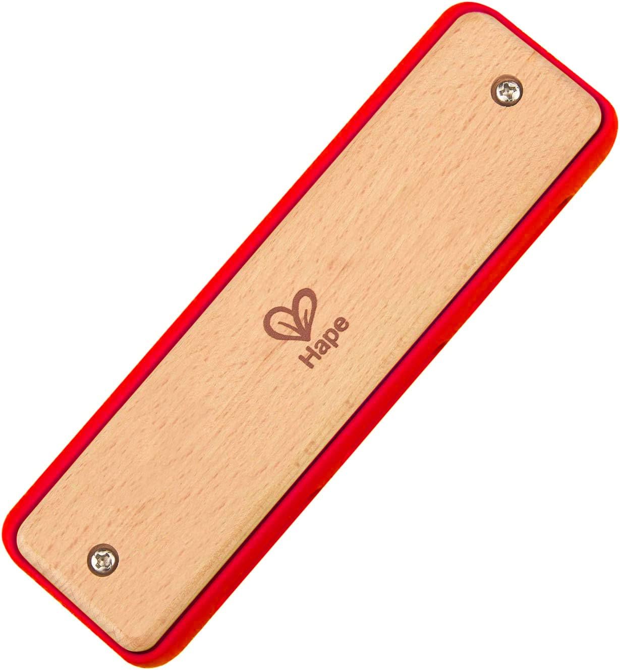 Hape E0616 Harmonica Red 1.7 x 5.7 x 1.0 inches (4.4 x 14.5 x 2.6 cm), Wooden Musical Instrument Toy for 3 Years and Up