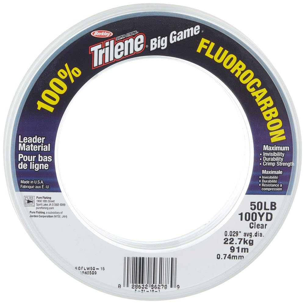 Berkley Big Game Fluorocarbon Leaders, Fishing Line, Fluorocarbon, Allround Fishing, 100% Professional Grade Flurocarbon