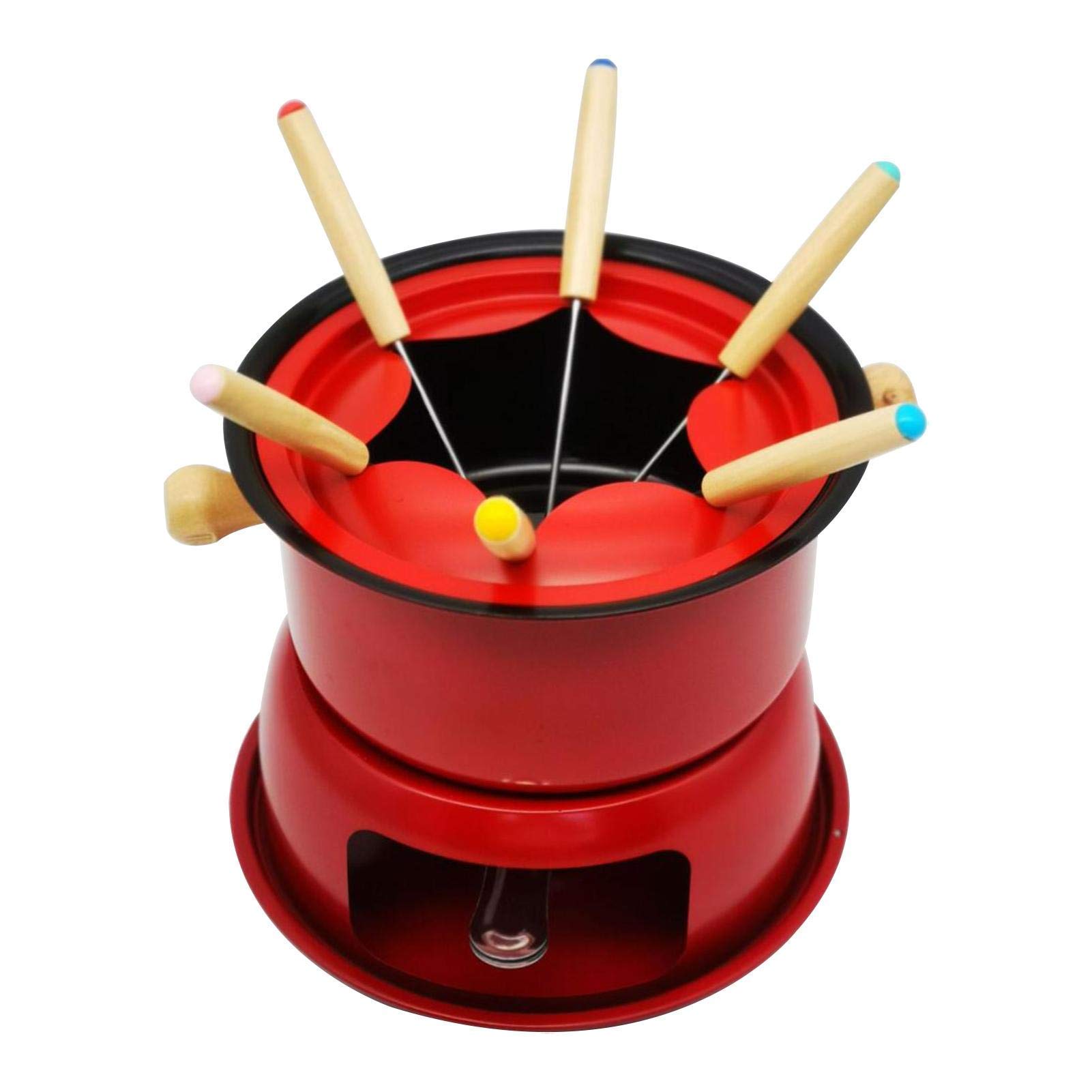 Juego De Fondue, Horno De Fusión, Mini Cacerola De Acero Inoxidable, Juego De Fondue De Queso Con Protector Contra Salpicaduras Y 6 Tenedores Para Fondue-Black