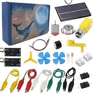 Fun Physics Science Experiment Kit: Windmill Generator,Hand-cranked Generator,Solar Power Generator, Basic Electric Circuit Learning,DIY Educational STEM Project for Kids & Teens,Girls & Boys Deinx