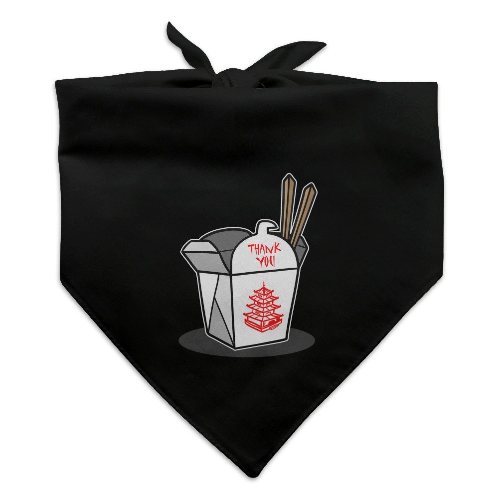 GRAPHICS & MORE Chinese Food Takeout Box with Chopsticks Dog Pet Bandana - Black