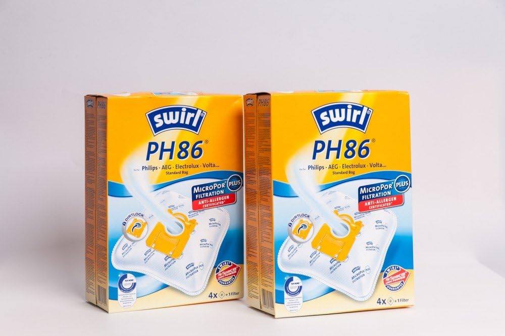 8 Original SWIRL PH86 Vacuum Cleaner Bags compatible with Philips FC 9150–9199–Performer