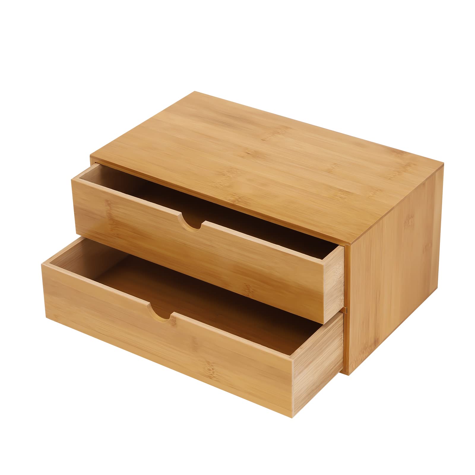 Organizer da scrivania in bambù, con 2 cassetti, per casa, ufficio, ufficio, casa, toilette, 33 x 19 x 16 cm