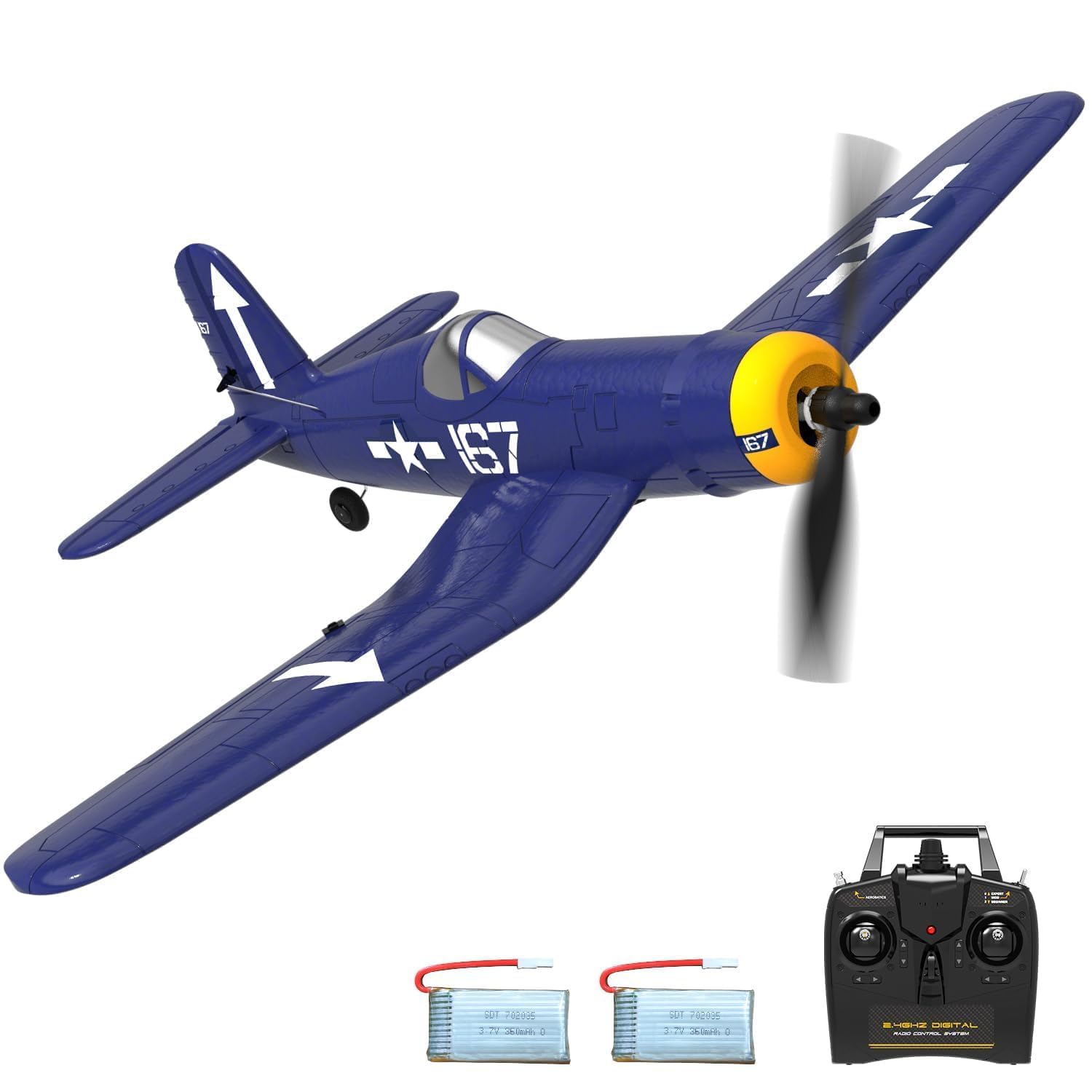 volantexrc RC Plane, 4CH Remote Control Plane F4U RTF with Xpilot Stabilization System & One-Key Aerobatic, RC Glider Toy for Beginners, Adults