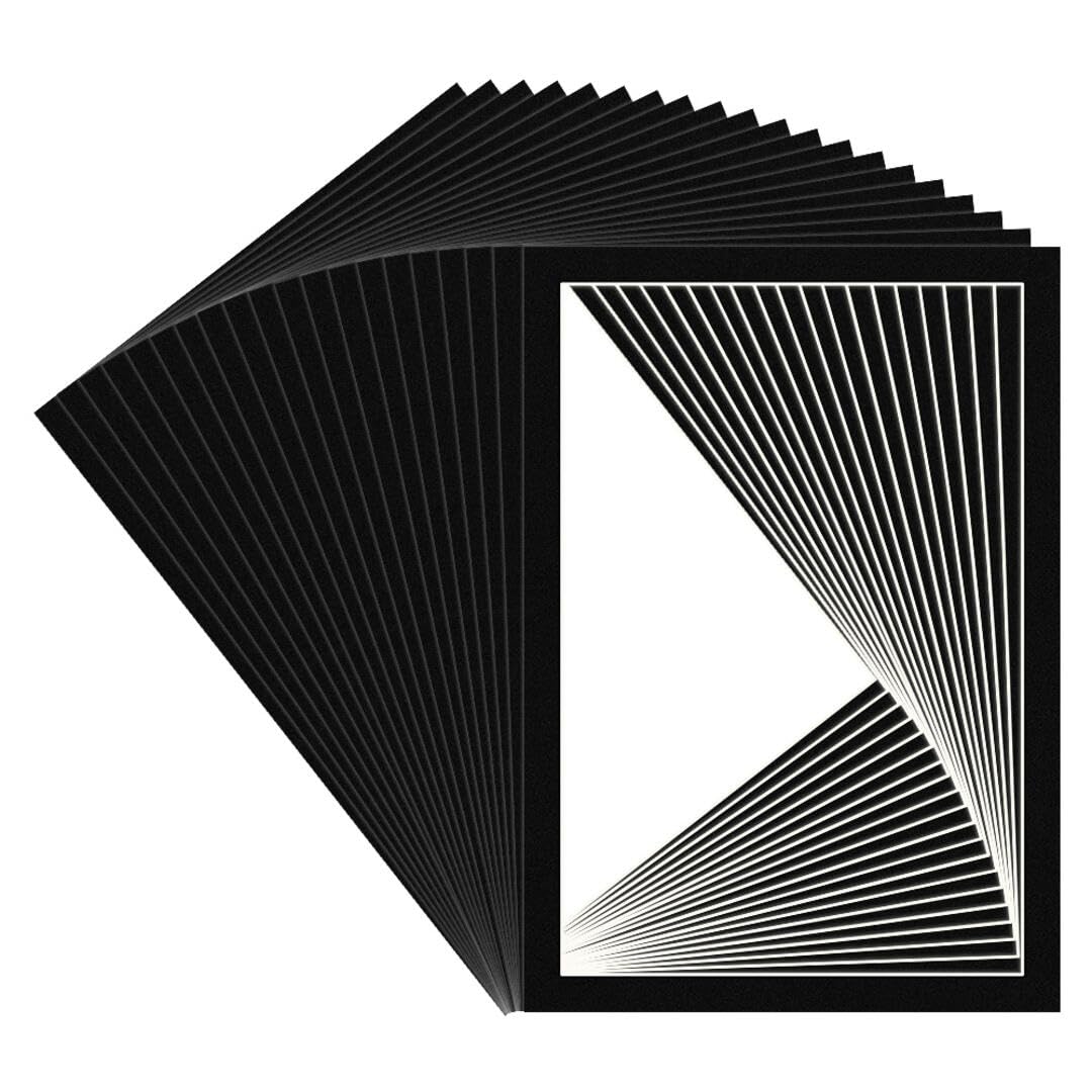Procut Global 100x70cm Black Picture Mounts for Frames - Fits 90x60cm Aperture Size - Precision Cut Cardboard Photo Mounts - Mat Board for Prints, Artwork & Paintings - Pack of 20