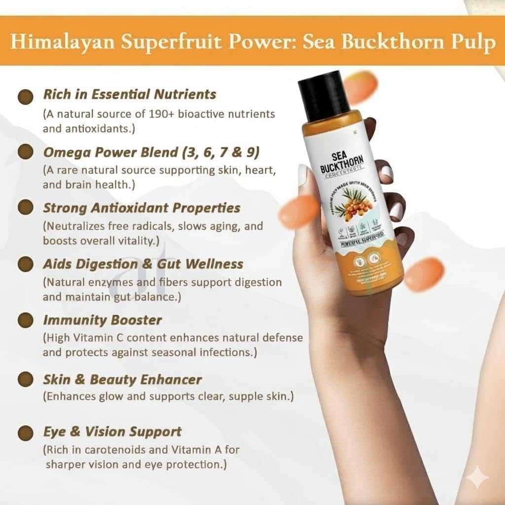 Sea BUC.kthorn Pu.lp 3.38Fl Oz | 100ml- Himalayan Sen Buckthorn Pulp Concentrate - Pack of 1