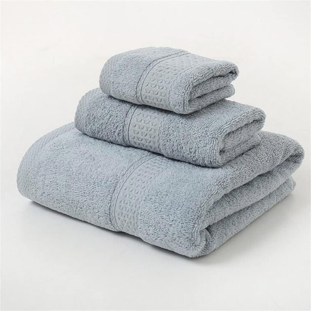 3PCS Towel Set Solid Color Cotton Large Thick Bath Towel Bathroom Hand Face Shower Towels Home for(A)