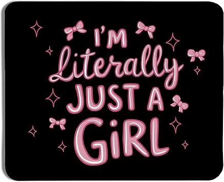 Coquette Pink Bow Girly Mouse Pad, Im Literally Just a Girl Mouse Pads for Wireless Mouse Computers Laptop Desk Accessories, Aesthetic Mouse Pad, Desk Supplies for Women Office, 9.5x7.9 Inch