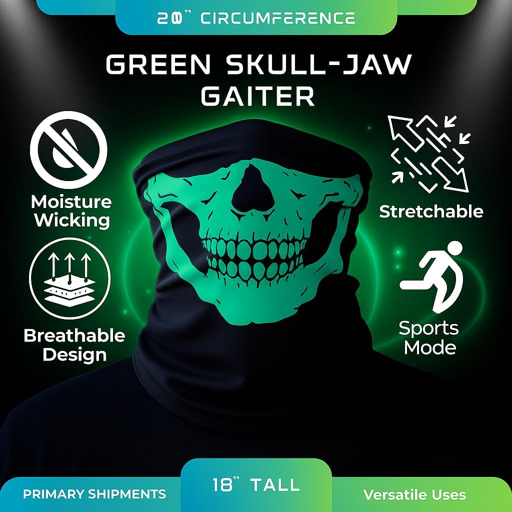 Hacker Mask Set with Gloves & Skull Gaiter – 3 Piece Cosplay Costume Kit, Universal Fit