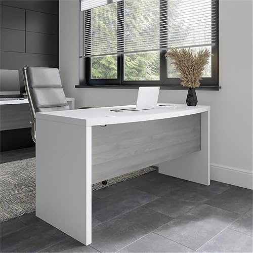 Miniatura 2 de Bush Business Furniture Echo Bow - Escritorio frontal de 60 W, color blanco puro y gris moderno