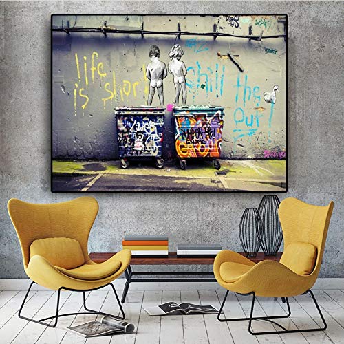 Banksy Street Art"Life Is Short Chill Duck" carteles e impresión Graffiti lienzo pintura cuadros de pared Cover