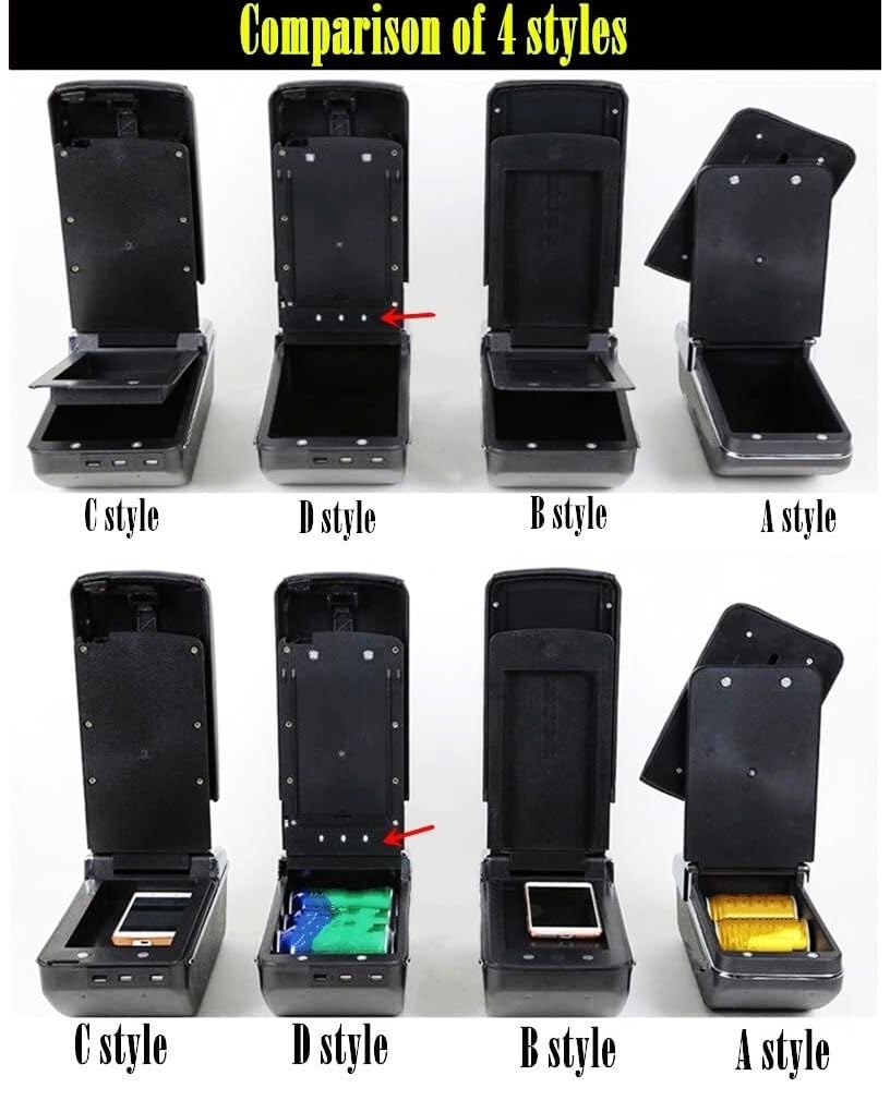 Rehausseur d'accoudoir de voiture Compatible avec Ford Pour Focus MK1 : Boîte de rangement pour accoudoir console centrale éclairage USB
