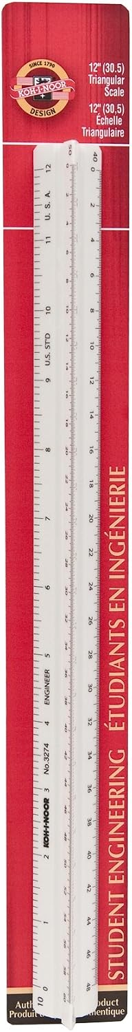 Koh-I-Noor Engineer Triangular Scale, Student-Grade, 12 Inches, 1 Each (3274BC)